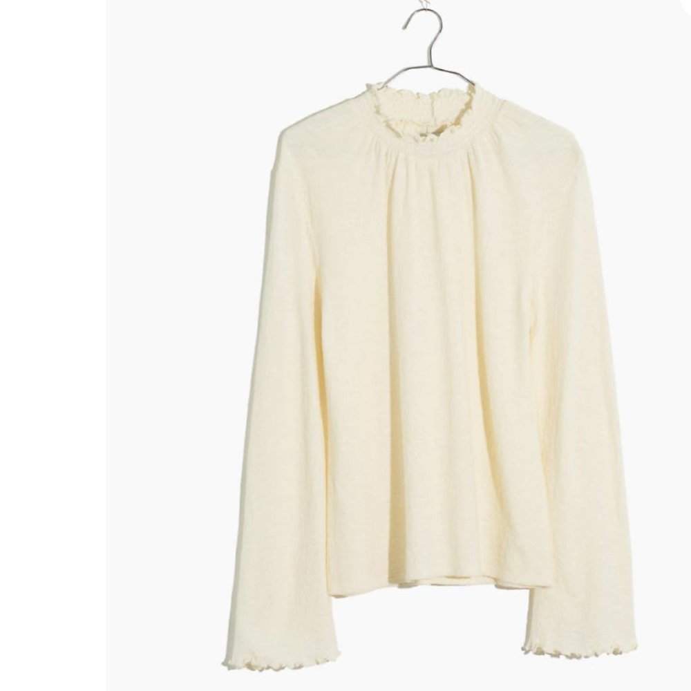 MADEWELL Texture & Thread Ruffled Mockneck Top - S